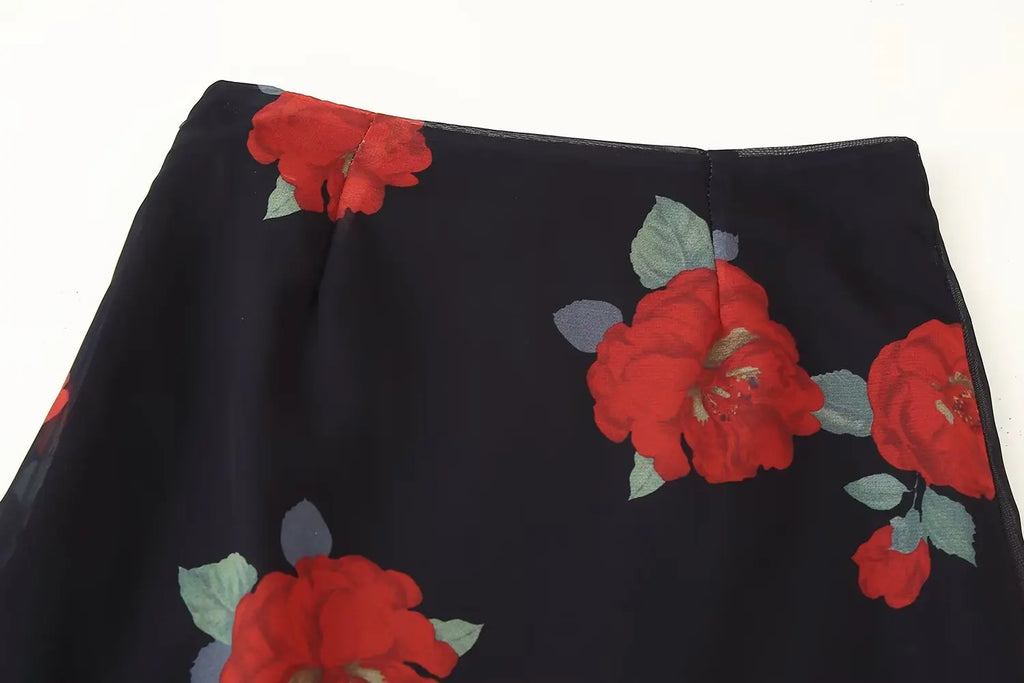 Floral Suspender Top & Midi Skirt Set