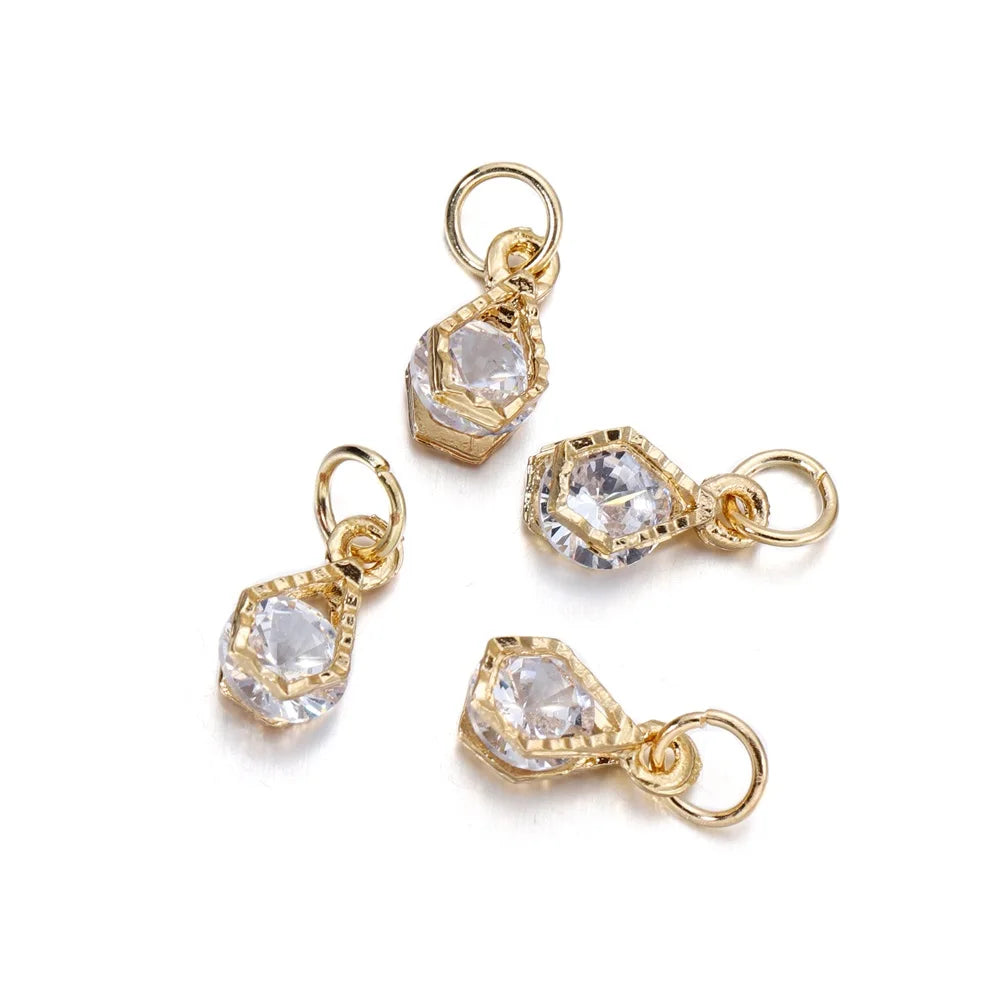 10Pcs/lot Alloy Gold Silver Color Rhinestone Hearts Charms For Earrings Necklaces DIY Love Charms Jewelry  Making Accessories