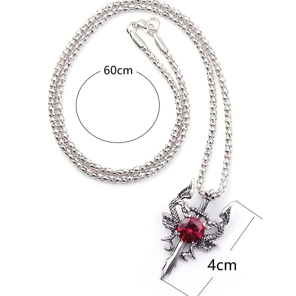 1 Gothic Dragon Water Diamond Long Necklace Men's Dominant Retro Dragon Necklace