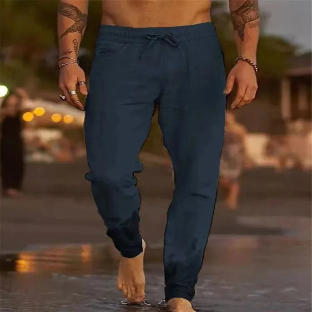 Cotton Linen Hawaiian Beach Pants