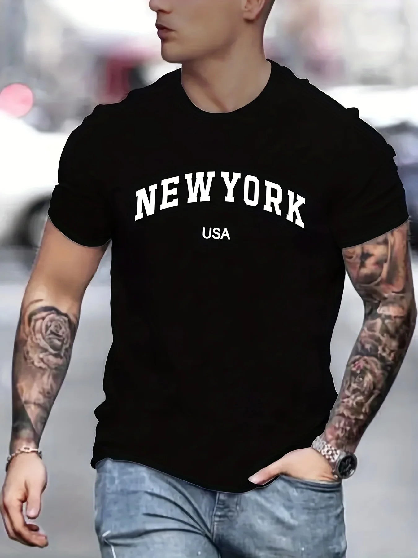 Men's Summer USA Printed 100% Cotton Casual T-Shirt