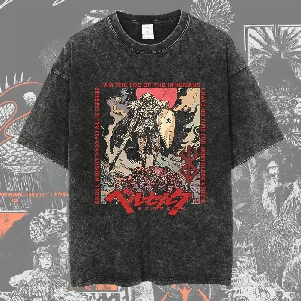New Arrival Mens Clothes Tee Shirt Homme Graphic T-Shirts Men Tshirt for Men Ropa Hombre Washed Anime Berserk Baggy Camisetas