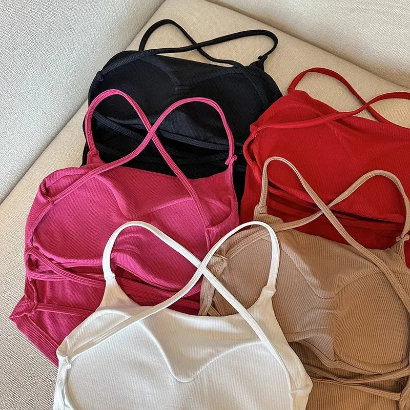 Pure Color Slim Strap Vest