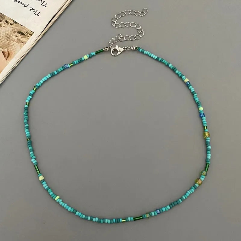 Women's Colorful Glass Beads Choker Necklace