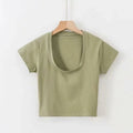 Stretch Slim U-Neck Crop Top