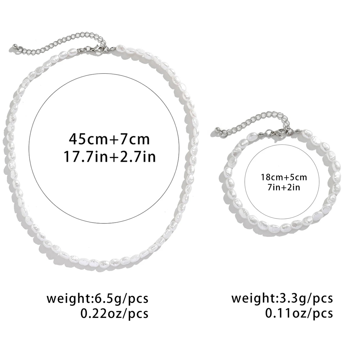 Salircon New Simple Imitation Pearl Necklace Bracelet Set Women Pendant Vintage Exquisite Clavicle Chains Party Accessory Gift