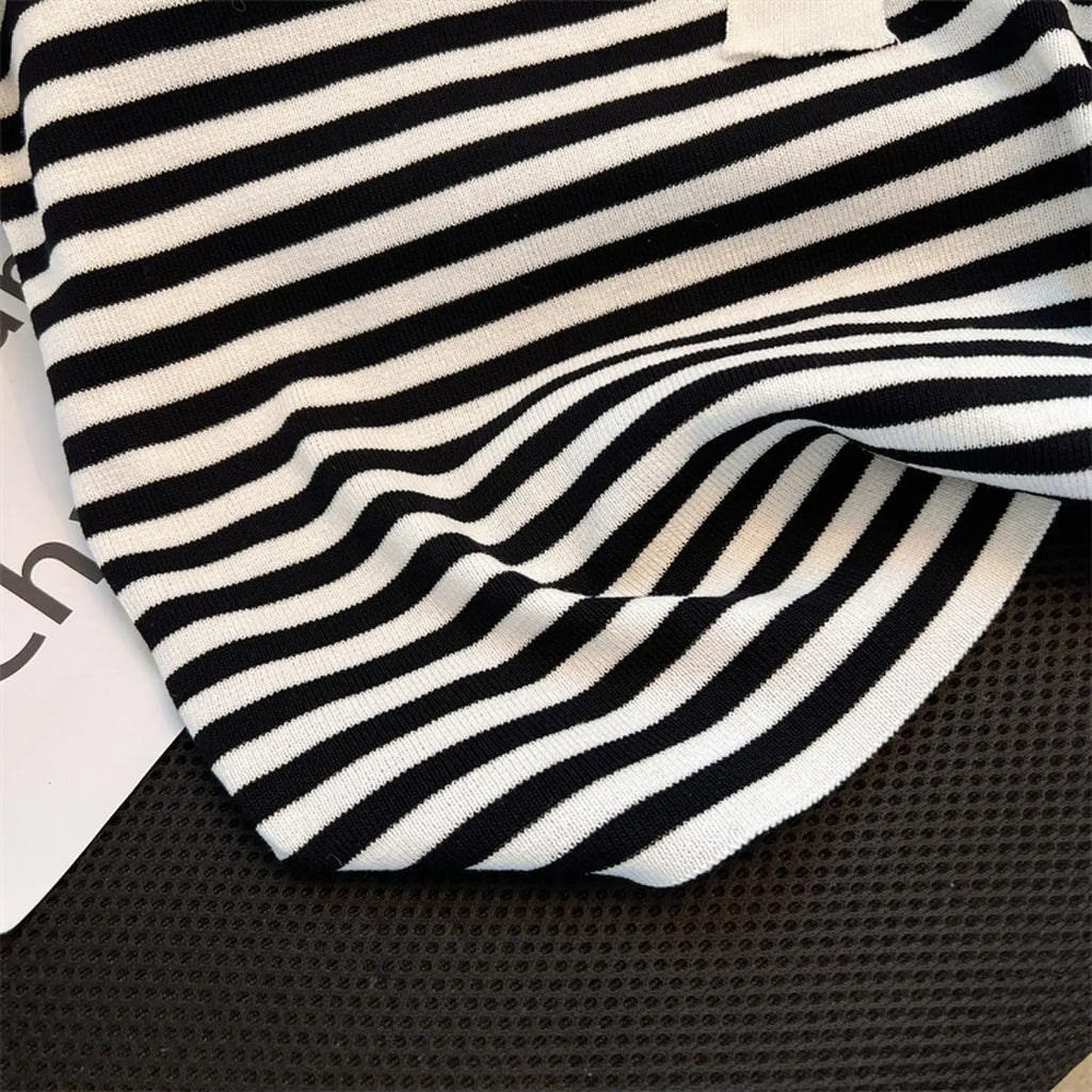 Striped Knit Batwing Pullover