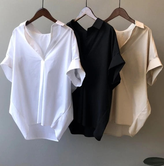 Chiffon Ruched Short Sleeve Blouse