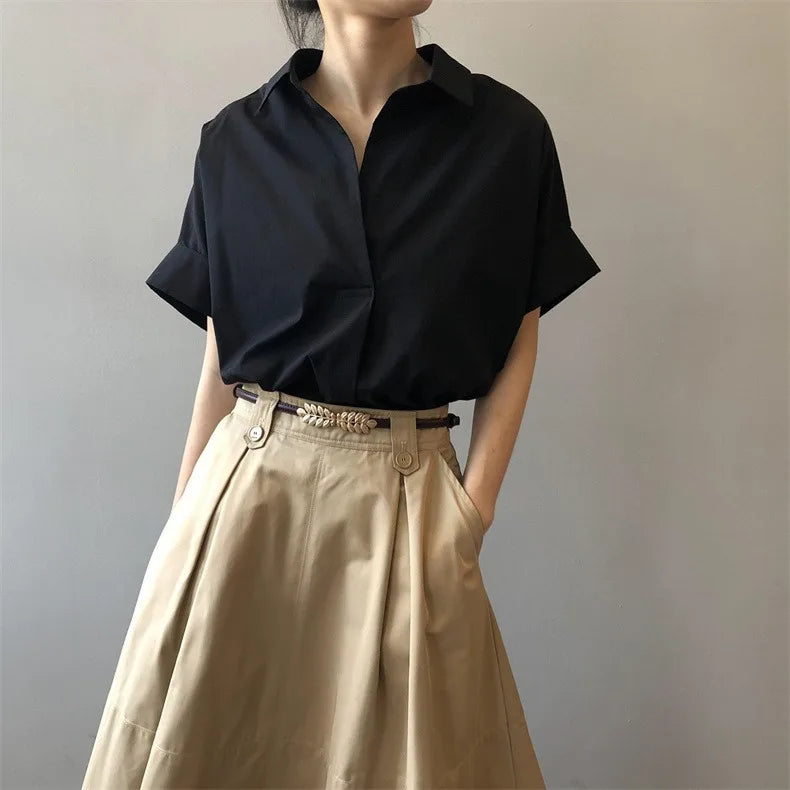 Chiffon Ruched Short Sleeve Blouse