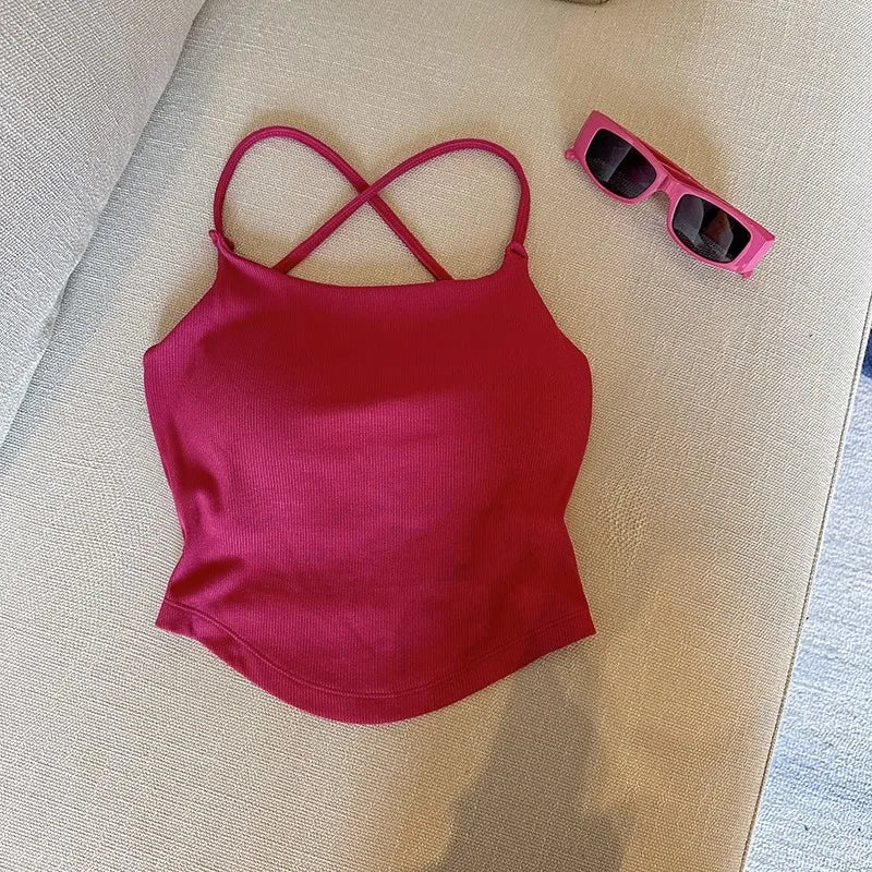 Pure Color Slim Strap Vest