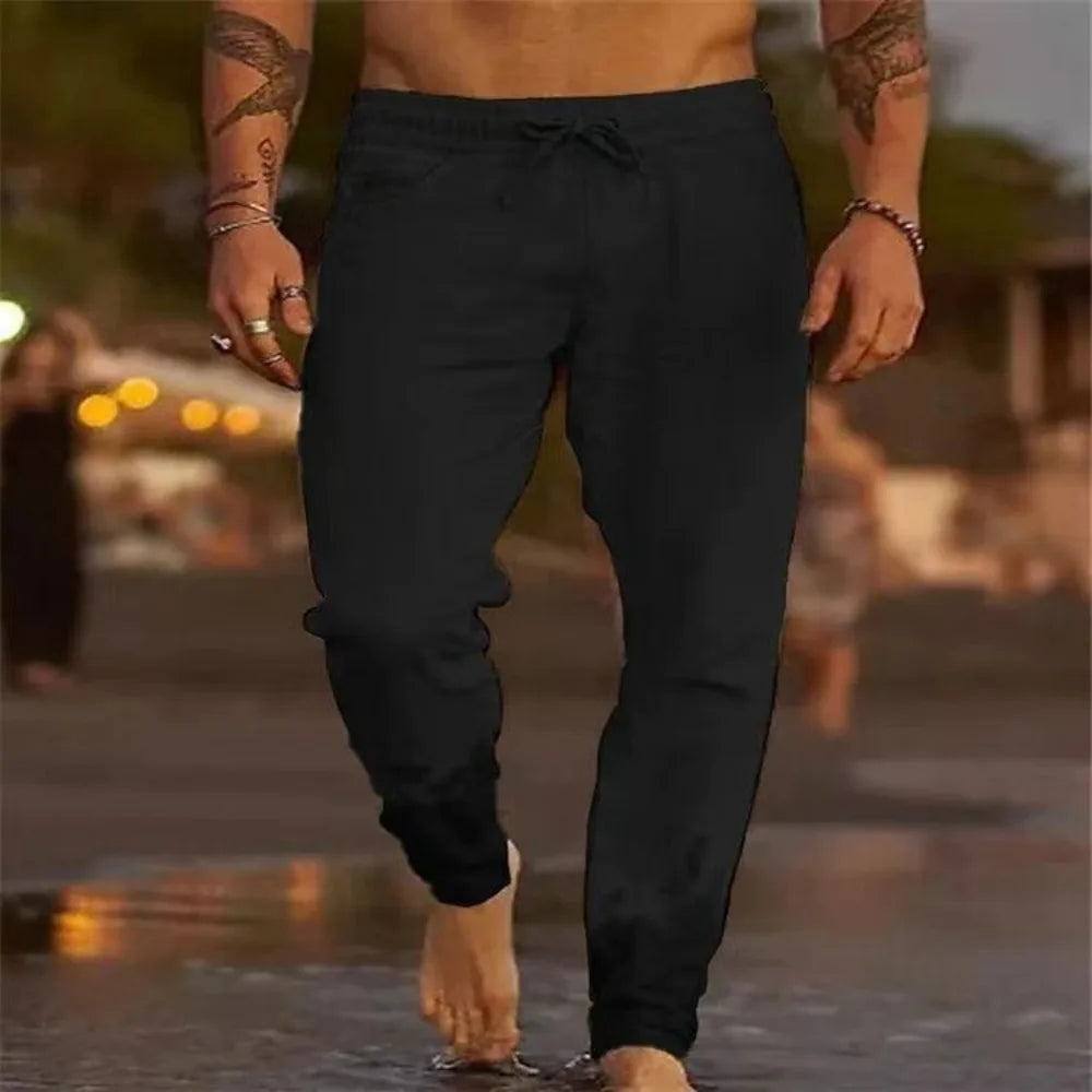 Cotton Linen Hawaiian Beach Pants