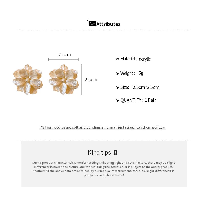 Women's White Acrylic 3D Flower Stud Earrings