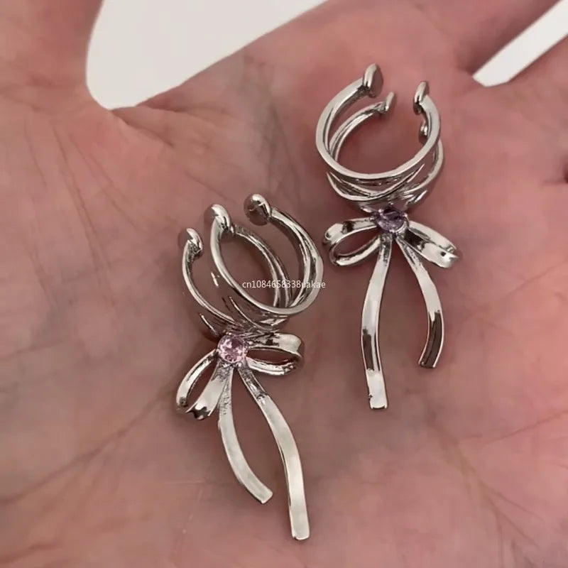 Women's Bow Knot Ballet Ribbon Clip-On Ear Cuff Earrings