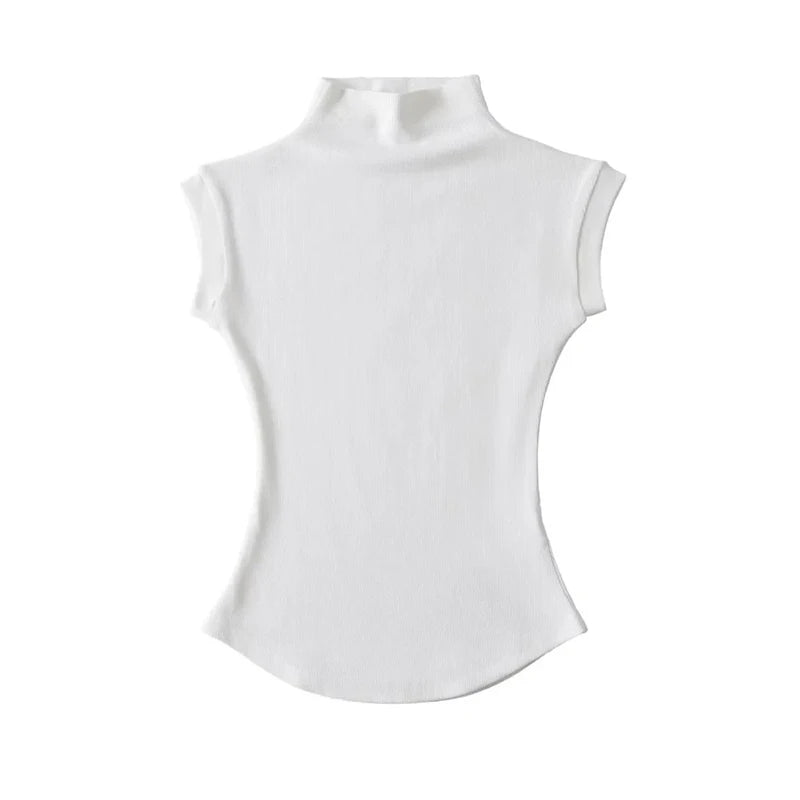 Slim Turtleneck Sleeveless Tee