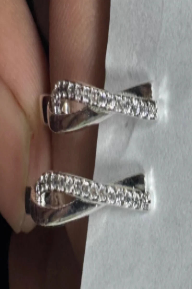 Women's Star Twisted Line Zircon Hoop Earrings