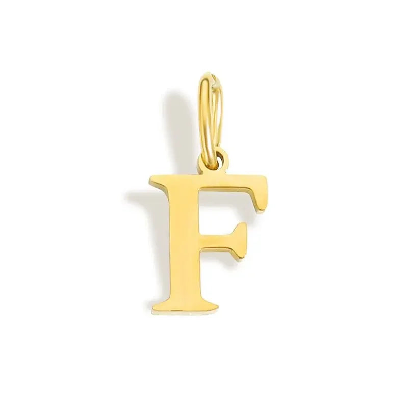 Gold Stainless Steel Initial Letter Charm Pendant