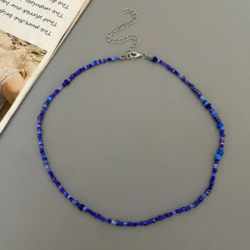 Women's Colorful Glass Beads Choker Necklace