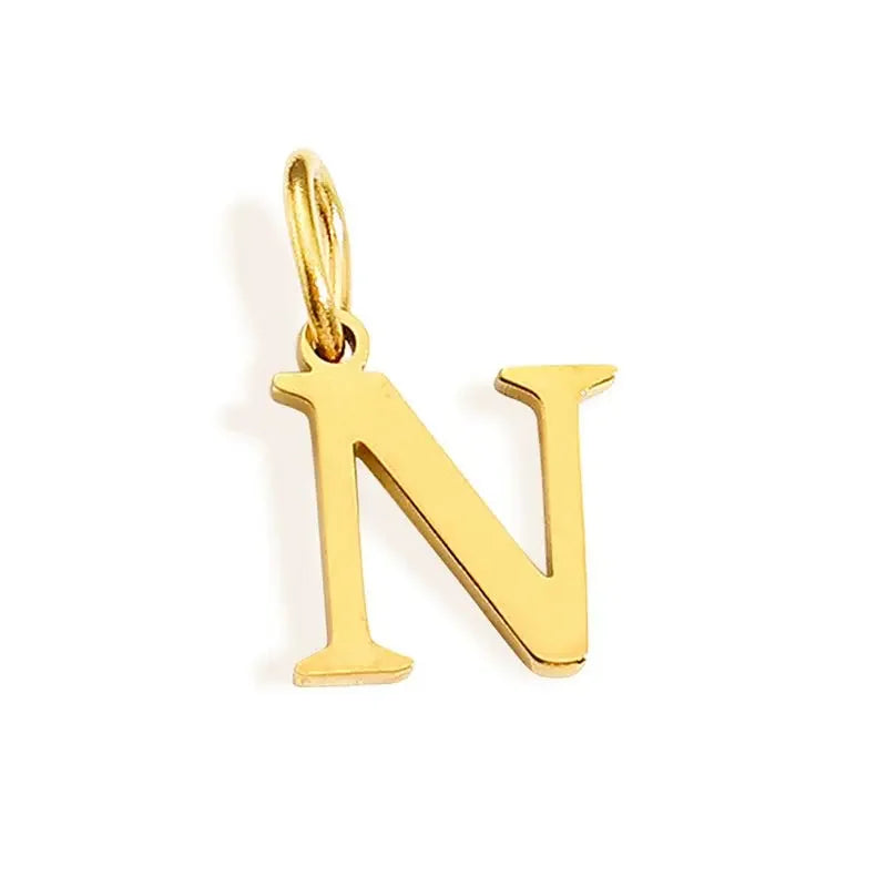 Gold Stainless Steel Initial Letter Charm Pendant