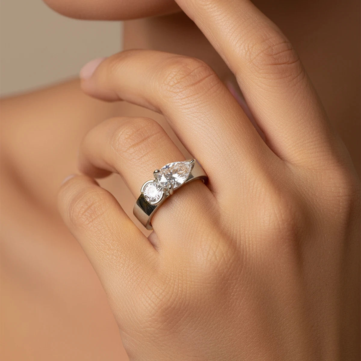 925 Sterling Silver Sparkling Water Drop Interweaving Dazzling Clear Pear CZ Finger Rings For Women Gift Wedding  Fine Jewelry