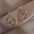 New Trendy Moon Dangle Earrings For Women Temperament Pearl Cherry Cat Rhinestone Pendant Earring Girl Party Jewelry Gift