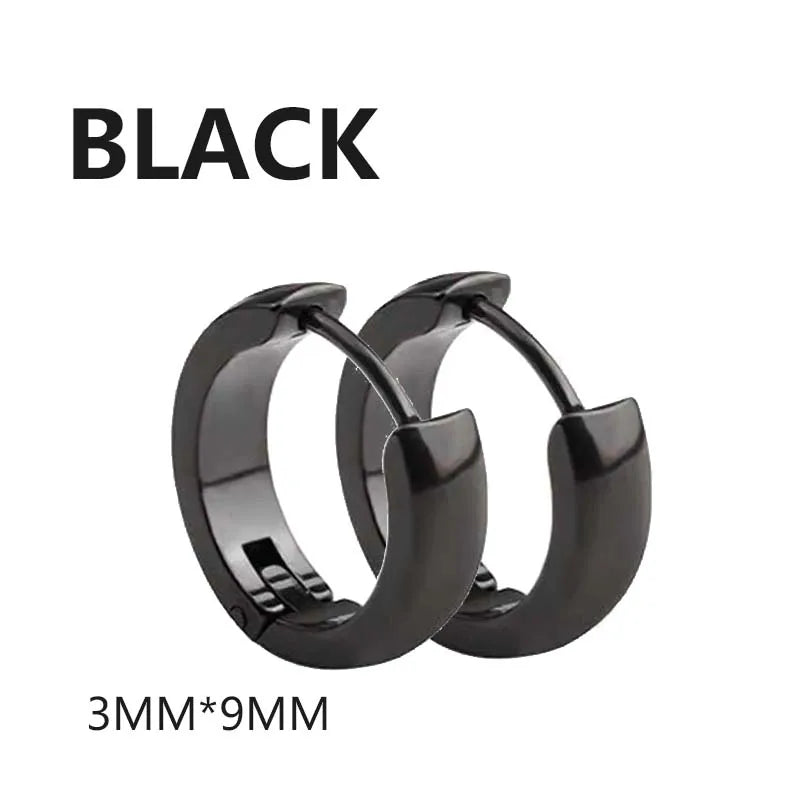 Unisex Black & Gold Stainless Steel Fake Earrings