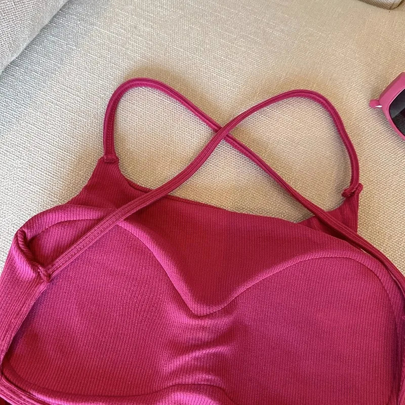 Pure Color Slim Strap Vest