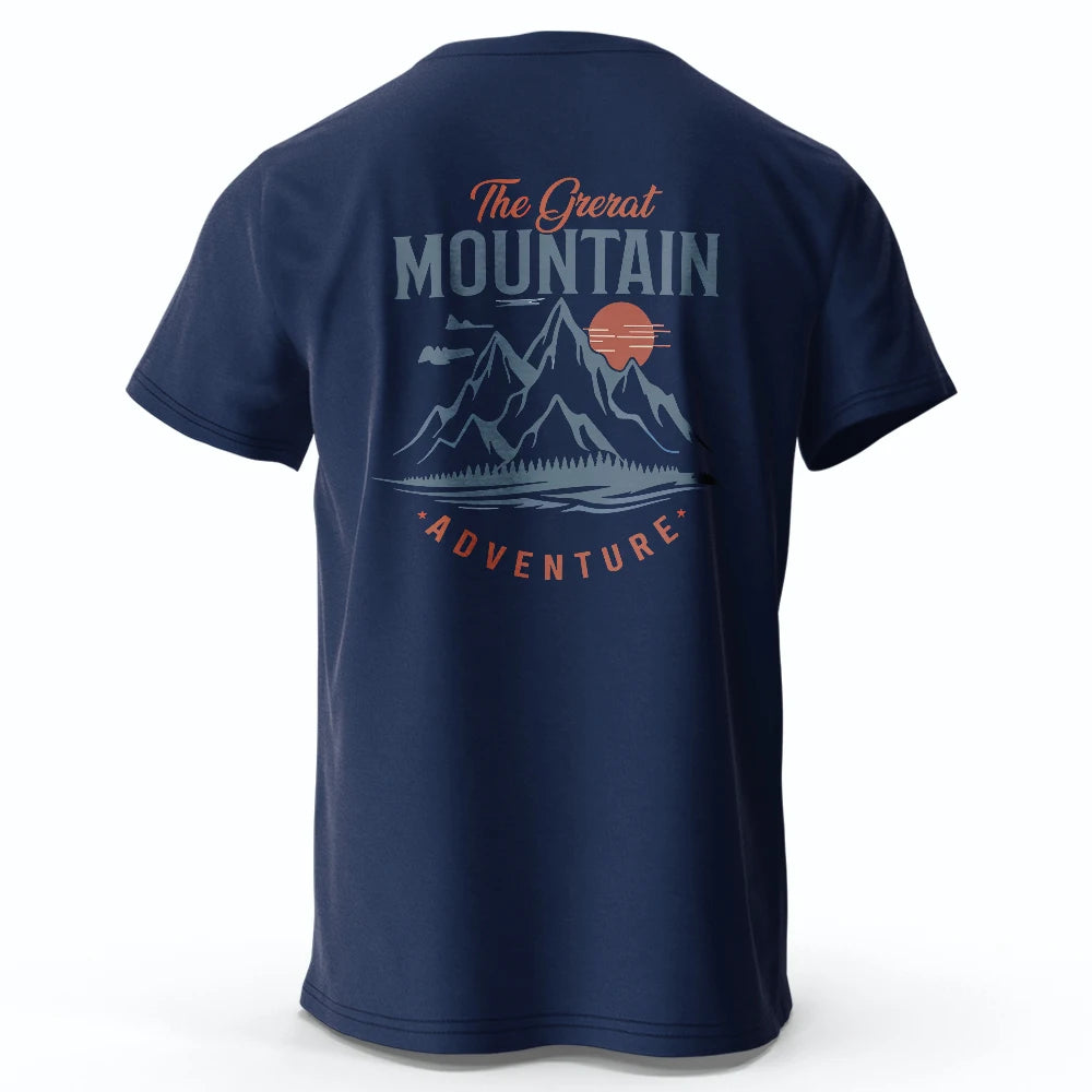 Men's Hiking Outdoor T-Shirt with Double Printed Design Cotton Tees for Men Women Sportwear