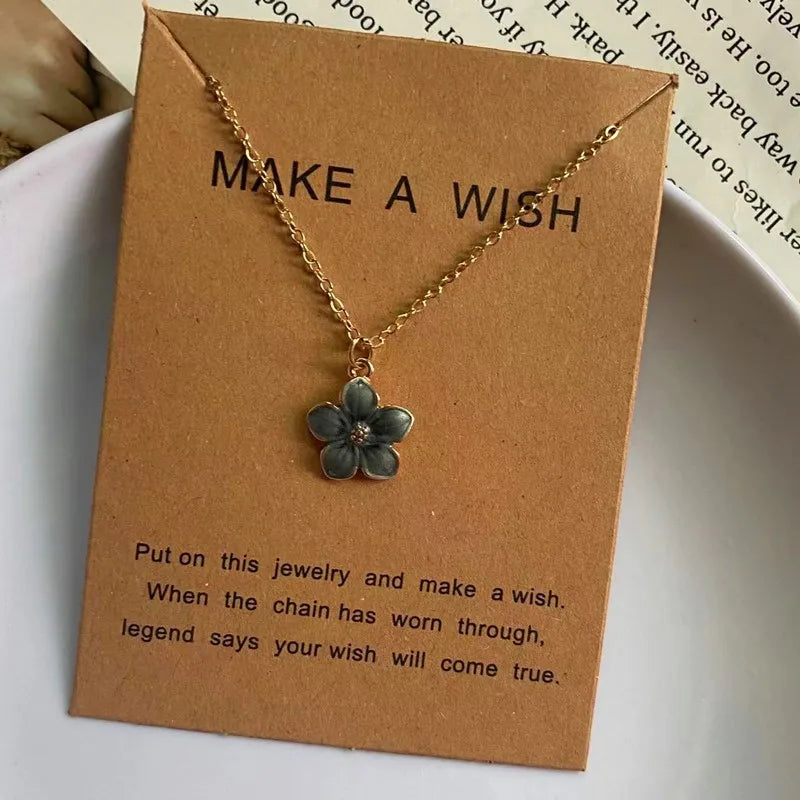 Women's Korean Colorful Flower Pendant Choker Necklace