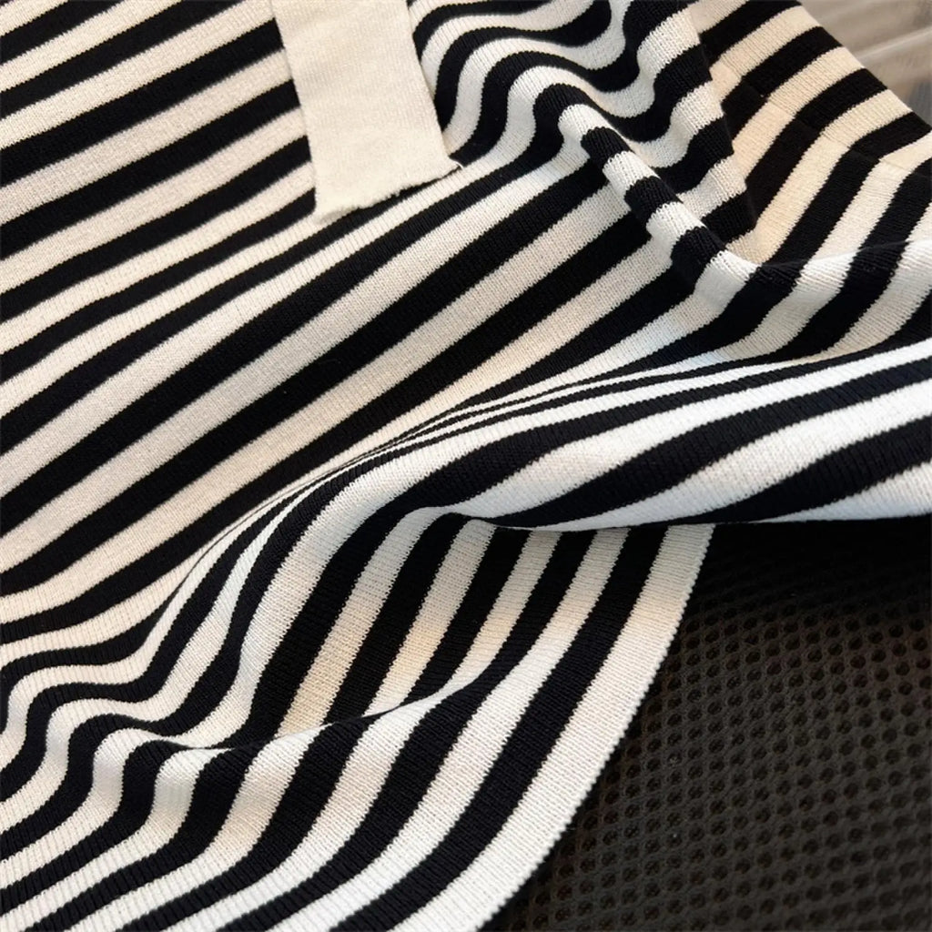 Striped Knit Batwing Pullover