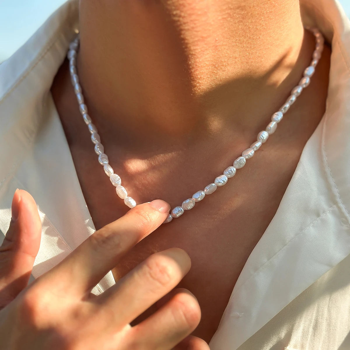 Salircon New Simple Imitation Pearl Necklace Bracelet Set Women Pendant Vintage Exquisite Clavicle Chains Party Accessory Gift
