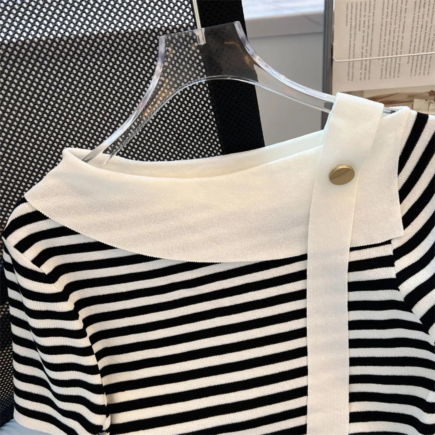 Striped Knit Batwing Pullover