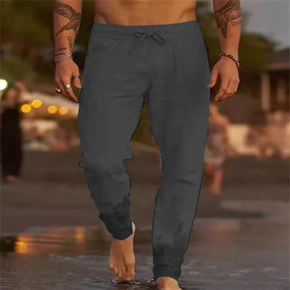 Cotton Linen Hawaiian Beach Pants