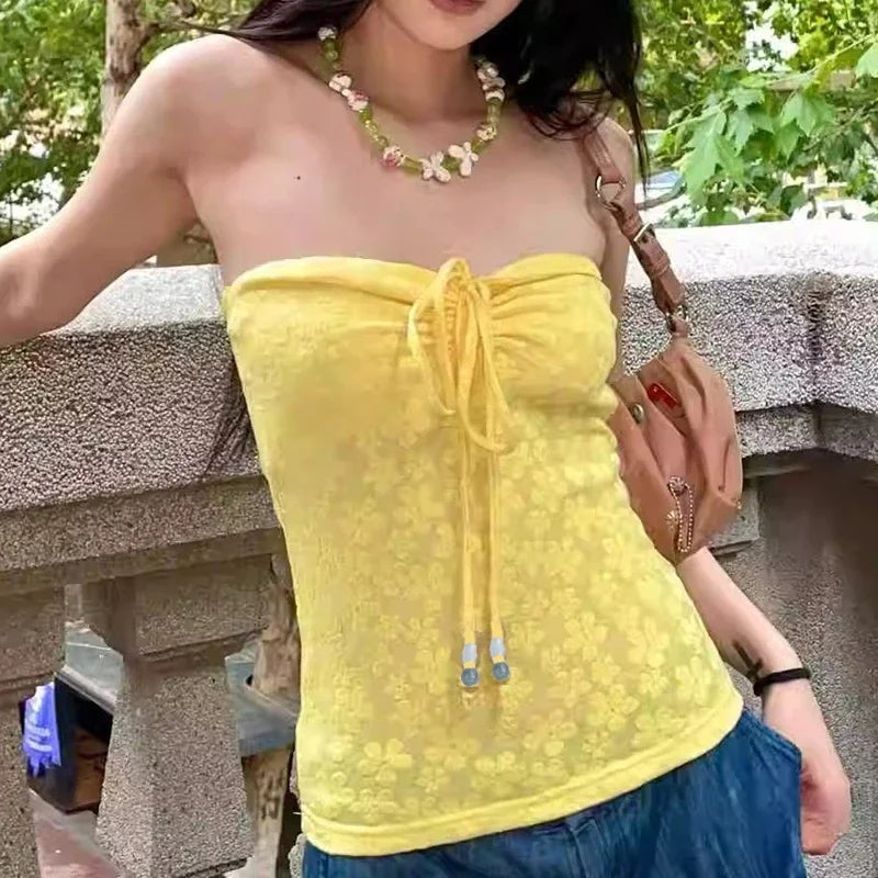 Floral Lace-Up Halter Cami