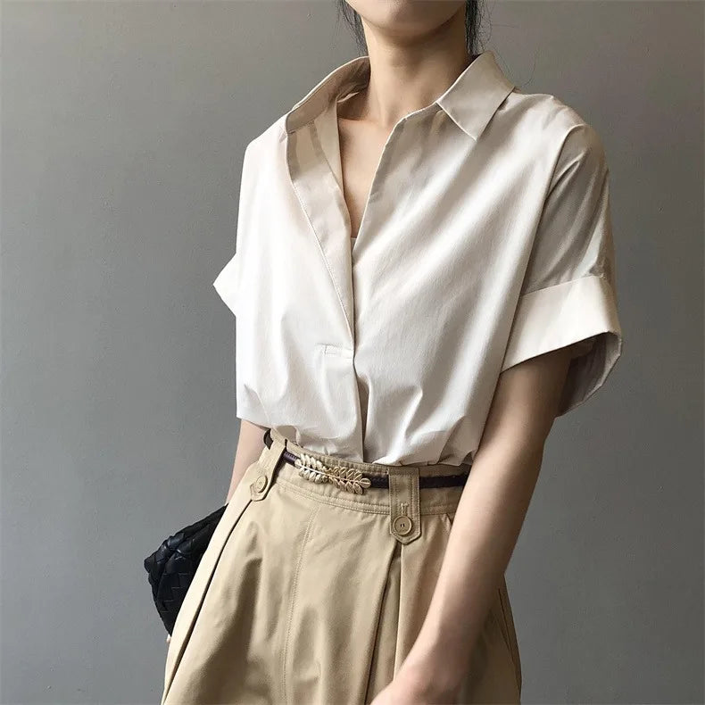 Chiffon Ruched Short Sleeve Blouse