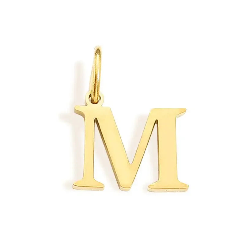 Gold Stainless Steel Initial Letter Charm Pendant