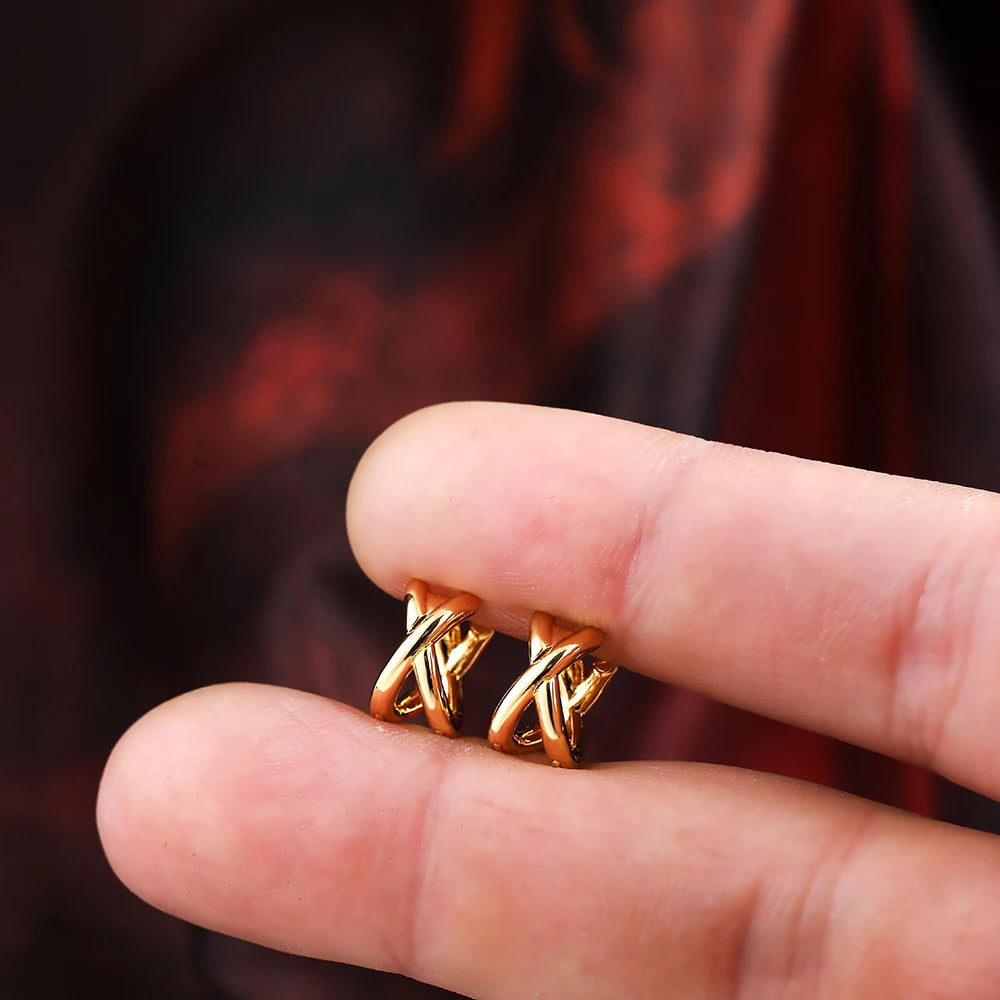 Women's Criss-Cross Tiny Huggie Hoop Earrings
