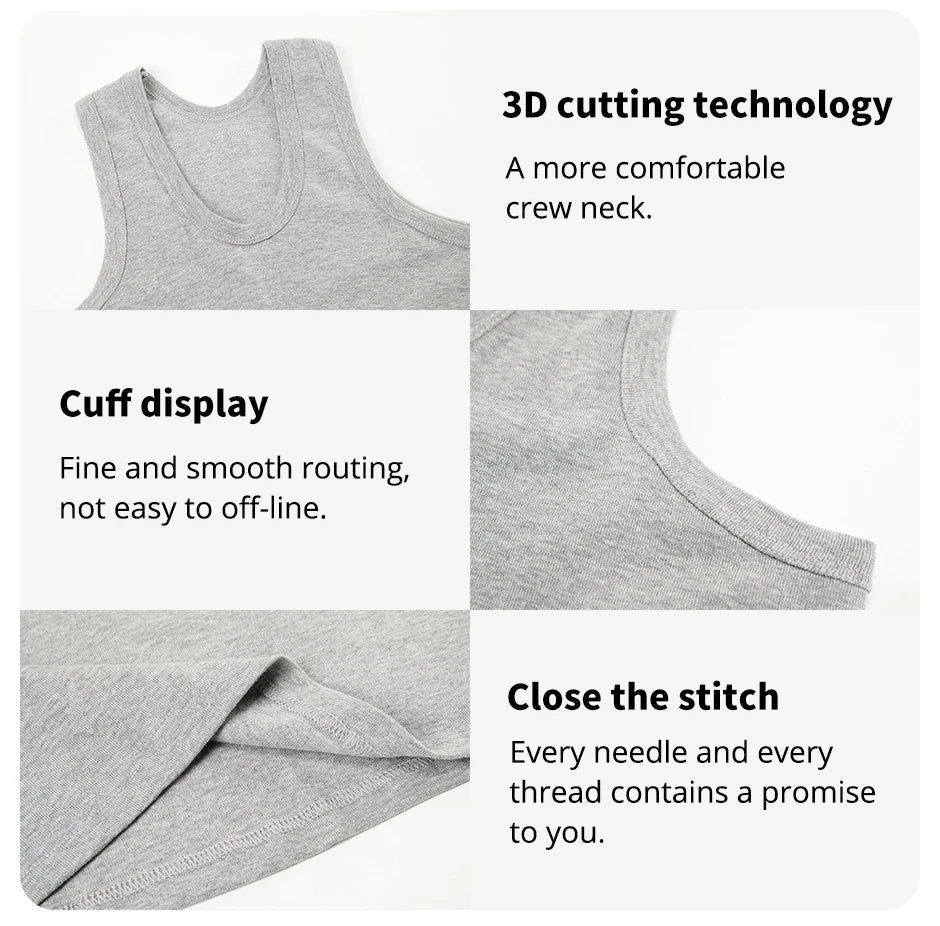 Slim Fit Sleeveless Cotton Vest (3-Pack)