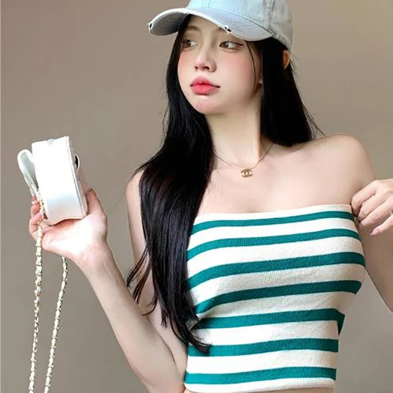 Retro Striped Bustier Tank
