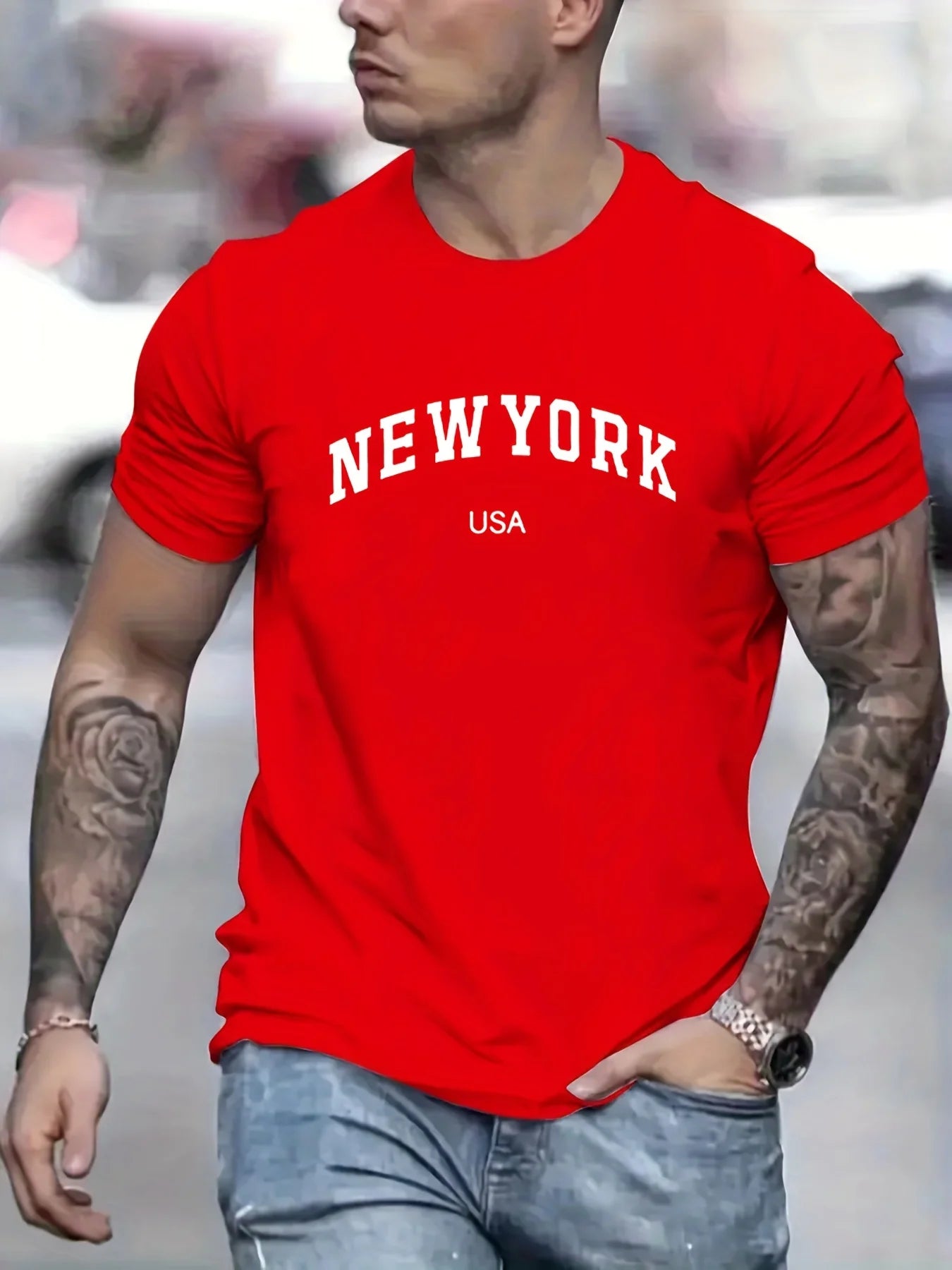 Men's Summer USA Printed 100% Cotton Casual T-Shirt