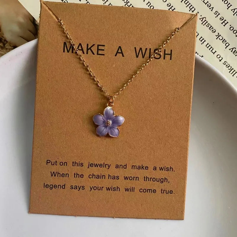 Women's Korean Colorful Flower Pendant Choker Necklace