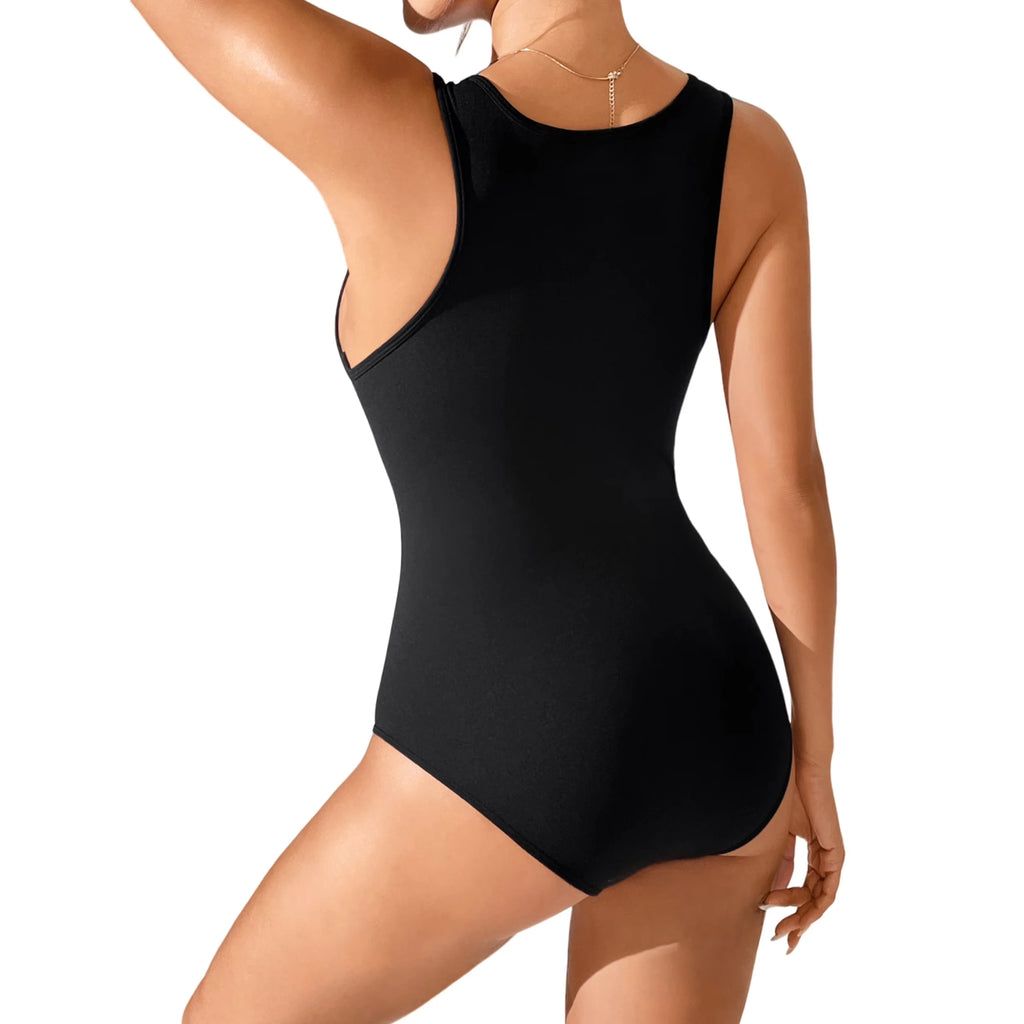 Scoop Neck Backless Bodysuit