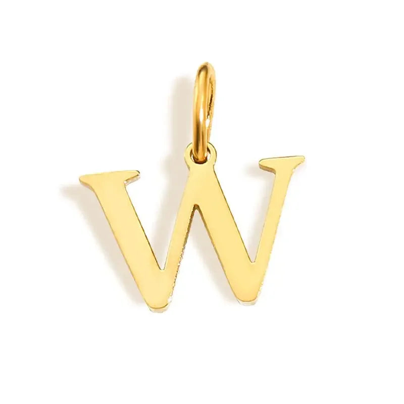 Gold Stainless Steel Initial Letter Charm Pendant