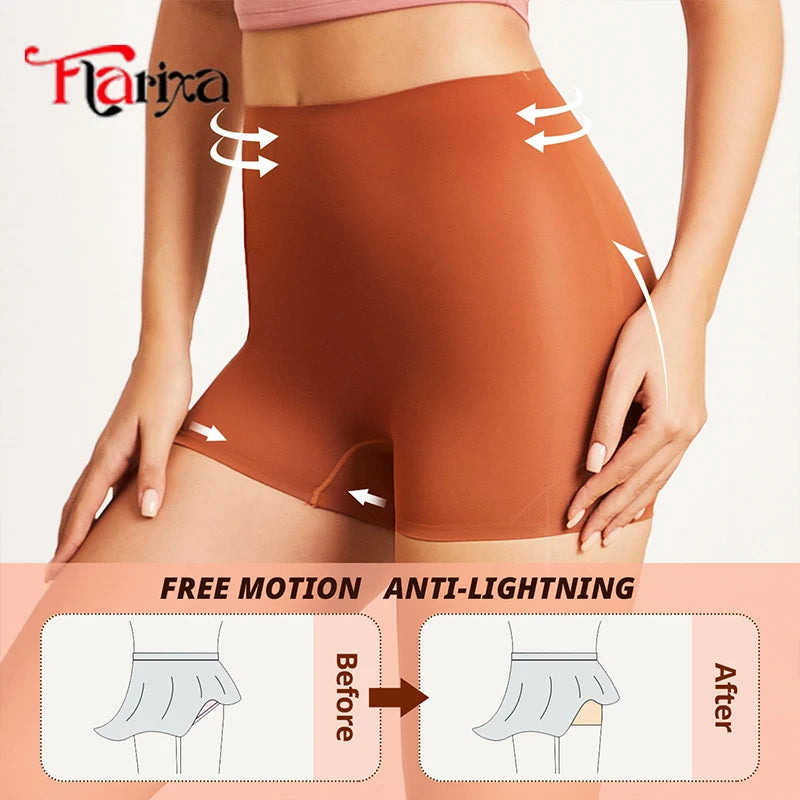 Women's High-Waist Ice Silk Boyshort Safety Shorts