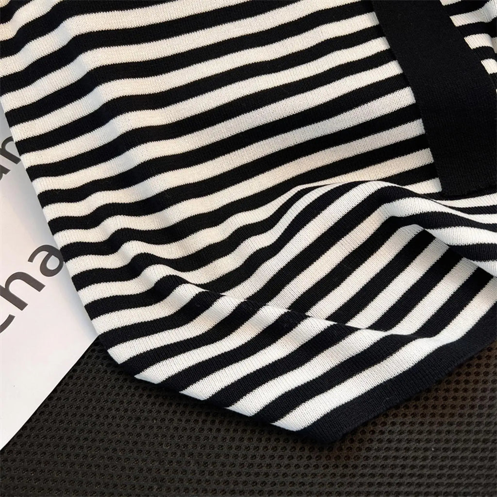 Striped Knit Batwing Pullover